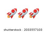 set rocket 3d icon. realistic... | Shutterstock .eps vector #2033557103