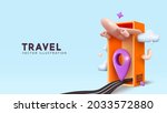 travel by plane creative... | Shutterstock .eps vector #2033572880
