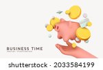 pig piggy bank in the palm of... | Shutterstock .eps vector #2033584199