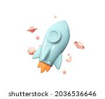 flying space rocket in space... | Shutterstock .eps vector #2036536646