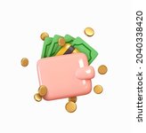 money wallet with green paper... | Shutterstock .eps vector #2040338420