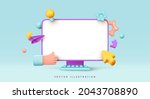 mock up desktop computer.... | Shutterstock .eps vector #2043708890