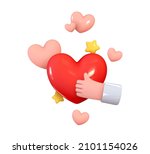 red and pink hearts  hand shows ... | Shutterstock .eps vector #2101154026
