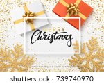 christmas background with gifts ... | Shutterstock .eps vector #739740970