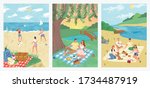 summer sea vacation on tropical ... | Shutterstock .eps vector #1734487919