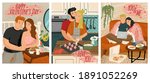 couple in love cooking and... | Shutterstock .eps vector #1891052269