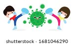 people fight with coronavirus ... | Shutterstock .eps vector #1681046290
