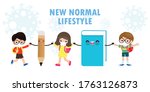 back to school for new normal... | Shutterstock .eps vector #1763126873