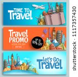 travel banner set vector... | Shutterstock .eps vector #1117357430