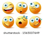 emoticon faces vector set.... | Shutterstock .eps vector #1565037649