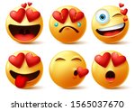 emoticon and emoji with heart... | Shutterstock .eps vector #1565037670