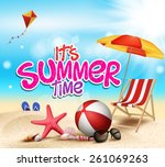 summer time in beach sea shore... | Shutterstock .eps vector #261069263