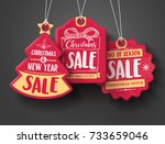 red christmas sale paper tags... | Shutterstock .eps vector #733659046