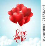 valentines red heart balloons... | Shutterstock .eps vector #789731449