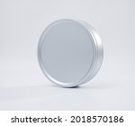 Metal box. Metal round tin with cover. Round metallic box on white background. High quality image