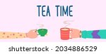 tea time. tea coffee break  cup ... | Shutterstock .eps vector #2034886529