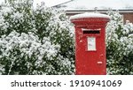 Red Post Box In The Snow At...