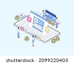 e commerce order on mobile... | Shutterstock .eps vector #2099220403