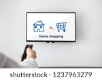 home shopping message on television. concept of shopping online.