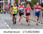 Small photo of Liverpool / UK - May 26 2019: Haseeb Ahmad, blind Ironman world record holder, running in the Rock n roll marathon, Liverpool