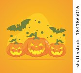 set of happy pumpkin... | Shutterstock .eps vector #1841865016