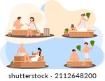 sauna and steam room. set of... | Shutterstock .eps vector #2112648200