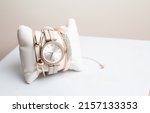 Small photo of Dazzling Watch Set, Bedazzled Dial and Coordinating Bracelets for Fashion Forward Statements and Glamorous Accents. Trendy women watch with bracelet and bangle set, fashionable watch and jewellery