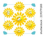 collection of cute cartoon suns ... | Shutterstock .eps vector #219379183