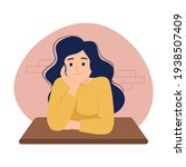 woman sitting on a desk and... | Shutterstock .eps vector #1938507409