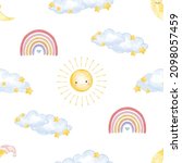 cute rainbow and cloud children ... | Shutterstock .eps vector #2098057459