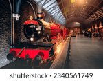 Small photo of Nerima, Tokyo, Japan - June 27, 2023: Platform 9 34 of the Hogwarts Express in the Warner Bros Studio Tour Tokyo 'The making of Harry Potter'.