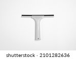 Small photo of Window glass rubber squeegee, cleaner isolated on white background.High resolution photo.Top view. Mock-up.