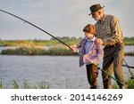 Elderly Caucasian Man Fishing...