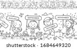 children with months signs and... | Shutterstock .eps vector #1684649320