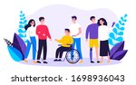 volunteers helping disabled... | Shutterstock .eps vector #1698936043