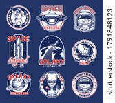space patches set. retro logos  ... | Shutterstock .eps vector #1791848123