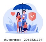 family standing under insurance ... | Shutterstock .eps vector #2066521139