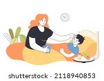 cartoon mother taking care of... | Shutterstock .eps vector #2118940853