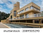 Small photo of Croix, France-October 2021; View of facade with pool in front of modernist mansion Villa Cavrois built in 1932 by architect Robert Mallet-Stevens for textile industrialist Paul Cavrois