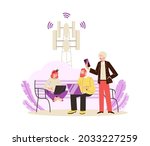 people using wireless internet... | Shutterstock .eps vector #2033227259
