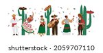 mexican people in colorful... | Shutterstock .eps vector #2059707110