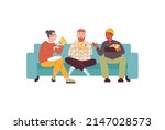friends men sitting on couch... | Shutterstock .eps vector #2147028573