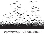 happy halloween. bats fly in... | Shutterstock .eps vector #2173638833