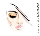 beautiful woman face makeup... | Shutterstock .eps vector #1606226383