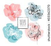 ink  watercolor flower line art ... | Shutterstock .eps vector #403362370
