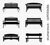 Park Benches Vector Silhouette...
