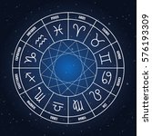 zodiac circle with astrology... | Shutterstock .eps vector #576193309