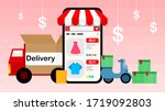 vector delivery online shopping ... | Shutterstock .eps vector #1719092803