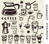 set of hand drawn coffee doodles | Shutterstock .eps vector #225904933