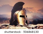 Spartan fiction helmet on rocks ...